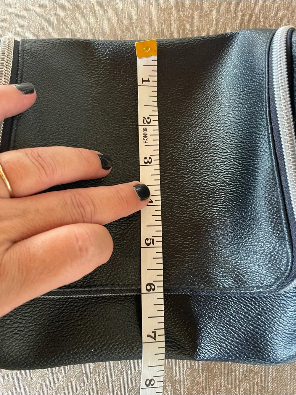Black Cosmetic Travel Case with Orange Accent Patch